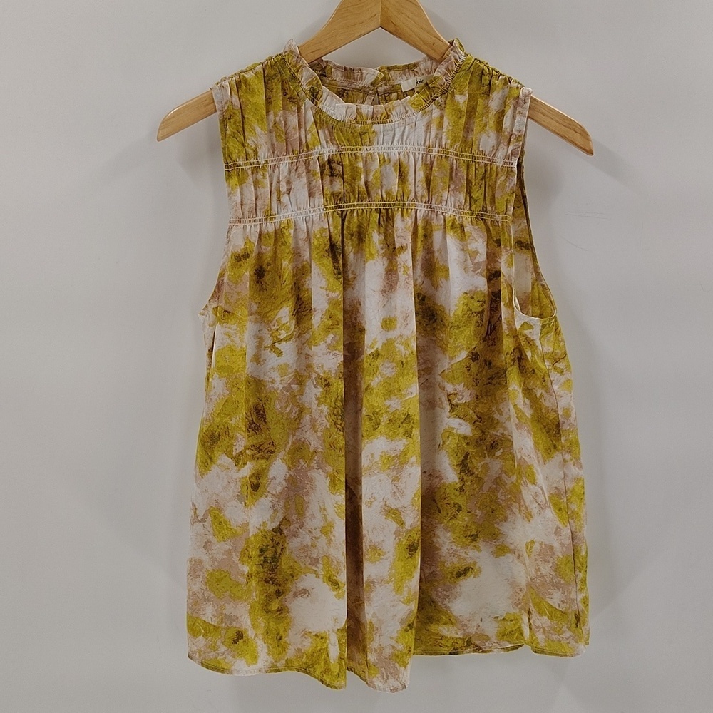 Joie Fern Halter Top Shirt Lime Swing Loose Oversized Ruffle Floral Medium